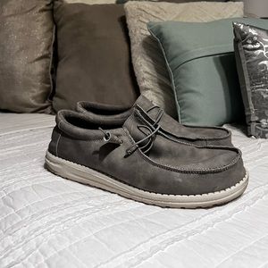 Grey Leather Hey Dudes